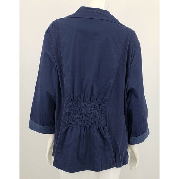 New Avenue Jacket Womens 26/28 Plus Size Navy Blue Snaps  Pockets - Picture 4 of 8